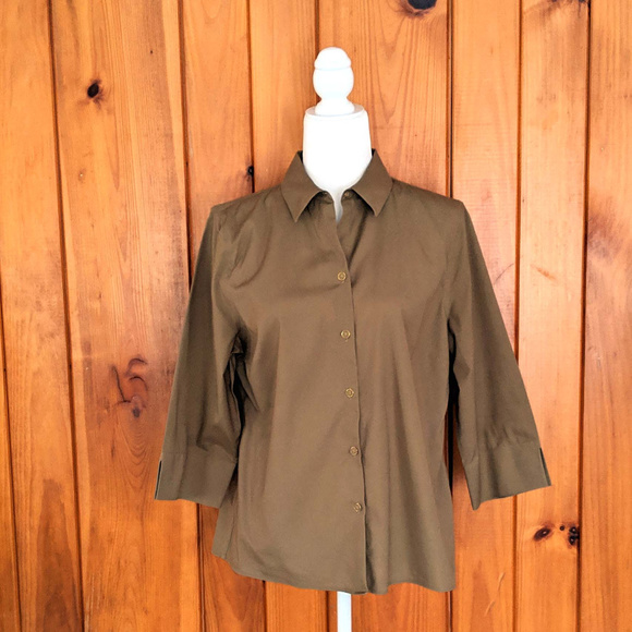 Chico's Tops - Chico's Size 1 (8/10) Khaki Green Button Shirt
